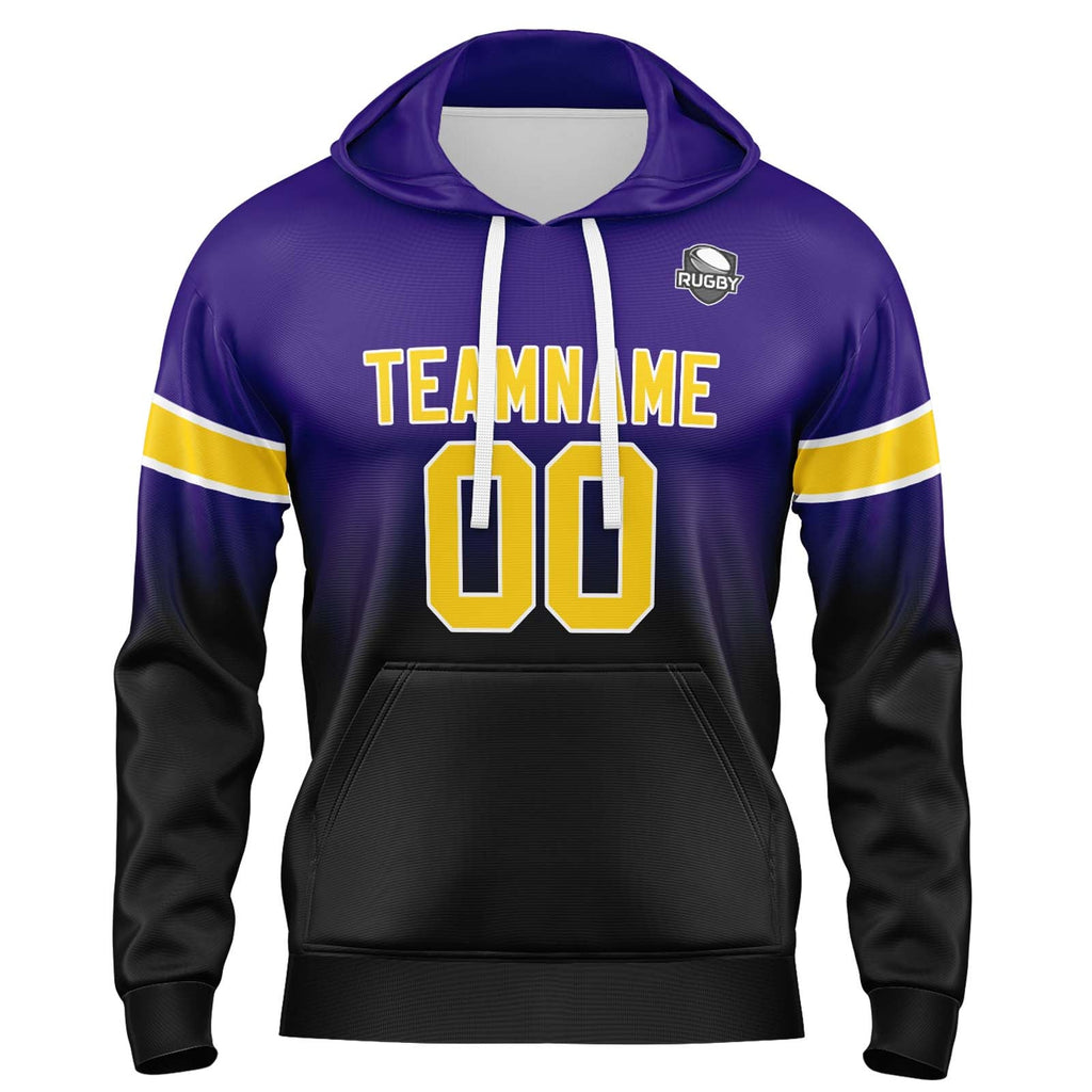 Custom Gradient Hoodie For Man Woman Girl Boy Print Your Logo Name Number Purple&Black enthsush