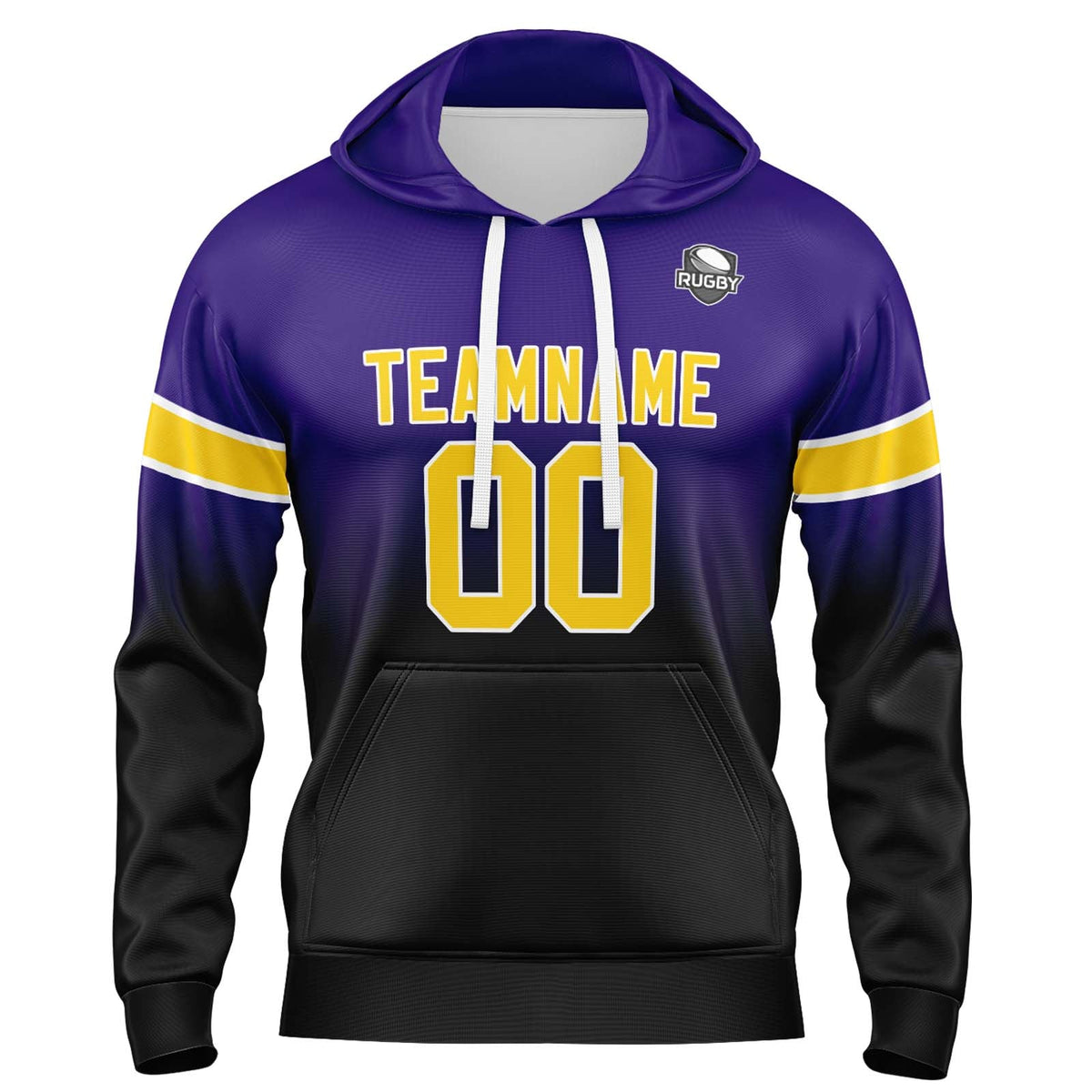 Custom Gradient Hoodie For Man Woman Girl Boy Print Your Logo Name Number Purple&Black enthsush