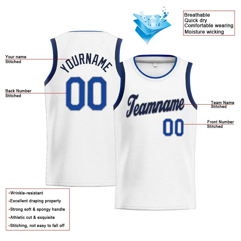 Custom Stitched Basketball Jersey for Men, Women And Kids Kelly White-Blue-Gray-Navy enthsush