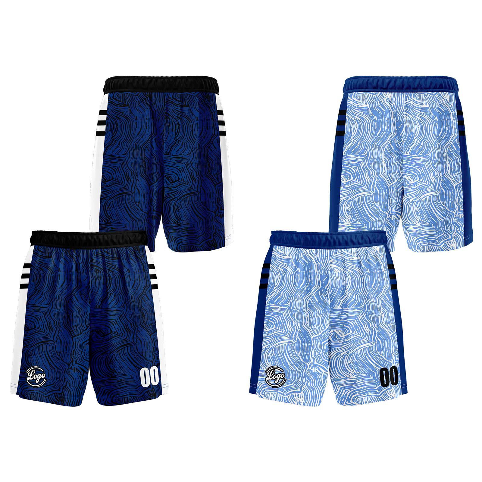 Custom Black Blue Reversible Basketball Suit for Adults and Kids Personalized Jersey enthsush