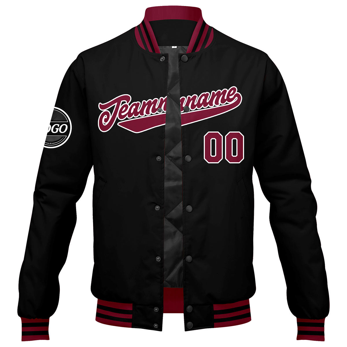 Custom Varsity Jacket Letterman jacket for Men, Women and Youth Crimson Black enthsush