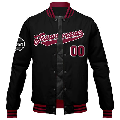 Custom Varsity Jacket Letterman jacket for Men, Women and Youth Crimson Black enthsush