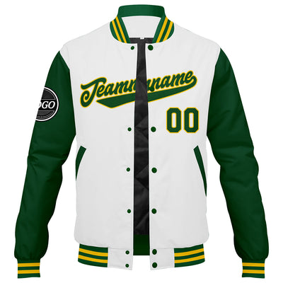 Custom Varsity Jacket Letterman jacket for Men, Women and Youth Green Yellow White enthsush