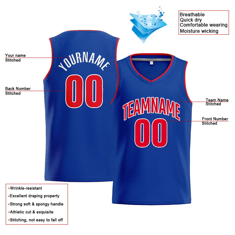 Custom Stitched Basketball Jersey for Men, Women And Kids Royal-Red-White enthsush