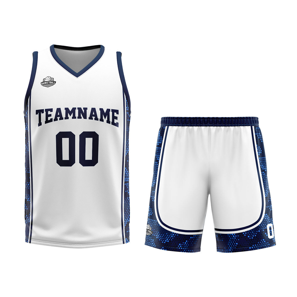 Custom White Dark Blue Basketball Jersey Uniform Suit Printed Your Logo Name Number enthsush