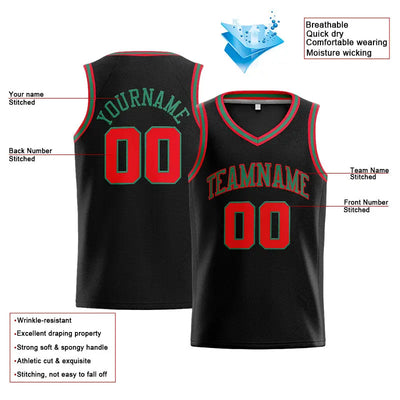 Custom Stitched Basketball Jersey for Men, Women And Kids Black-Green-Red enthsush