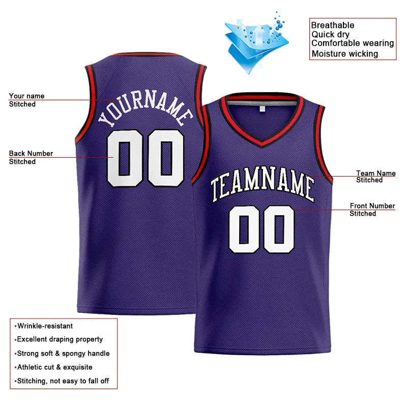 Custom Stitched Basketball Jersey for Men, Women And Kids Purple-White-Black-Red enthsush