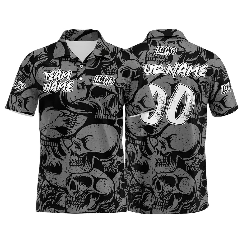 Custom Football Polo Shirts  Add Your Unique Logo/Name/Number Black&Grey enthsush