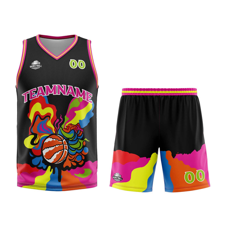 Custom Black Basketball Jersey Uniform Suit Printed Your Logo Name Number