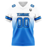 Custom White&Blue Gradient Football Jersey Personalized Football Shirts for Men Women  Printed Team Name Number Logo