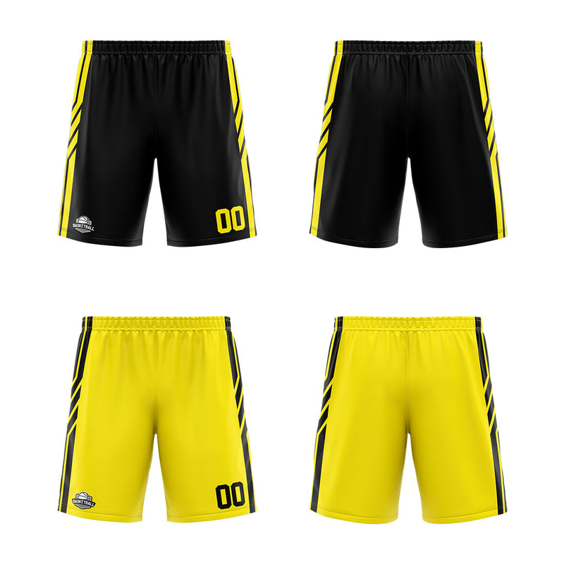 Custom Reversible Basketball Suit for Adults and Kids Personalized Jersey Black-Yellow
