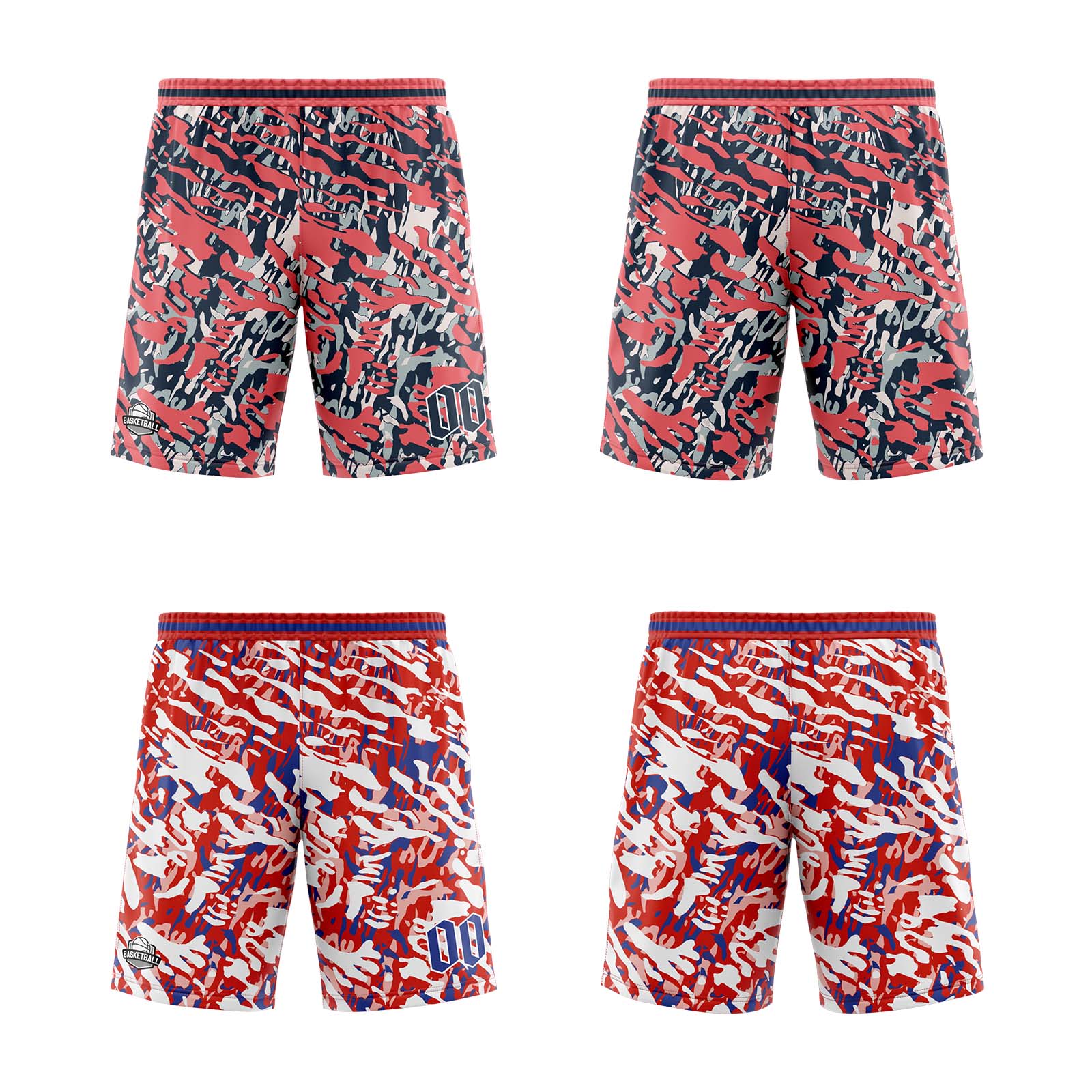 Custom Blue Red White Reversible Basketball Suit for Adults and Kids Personalized Jersey enthsush