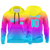 Custom Gradient Hoodie For Man Woman Girl Boy Print Your Logo Name Number Yellowish Purple Blue