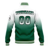 Custom Gradient Varsity Jacket Letterman jacket for Men, Women and Youth White&Green