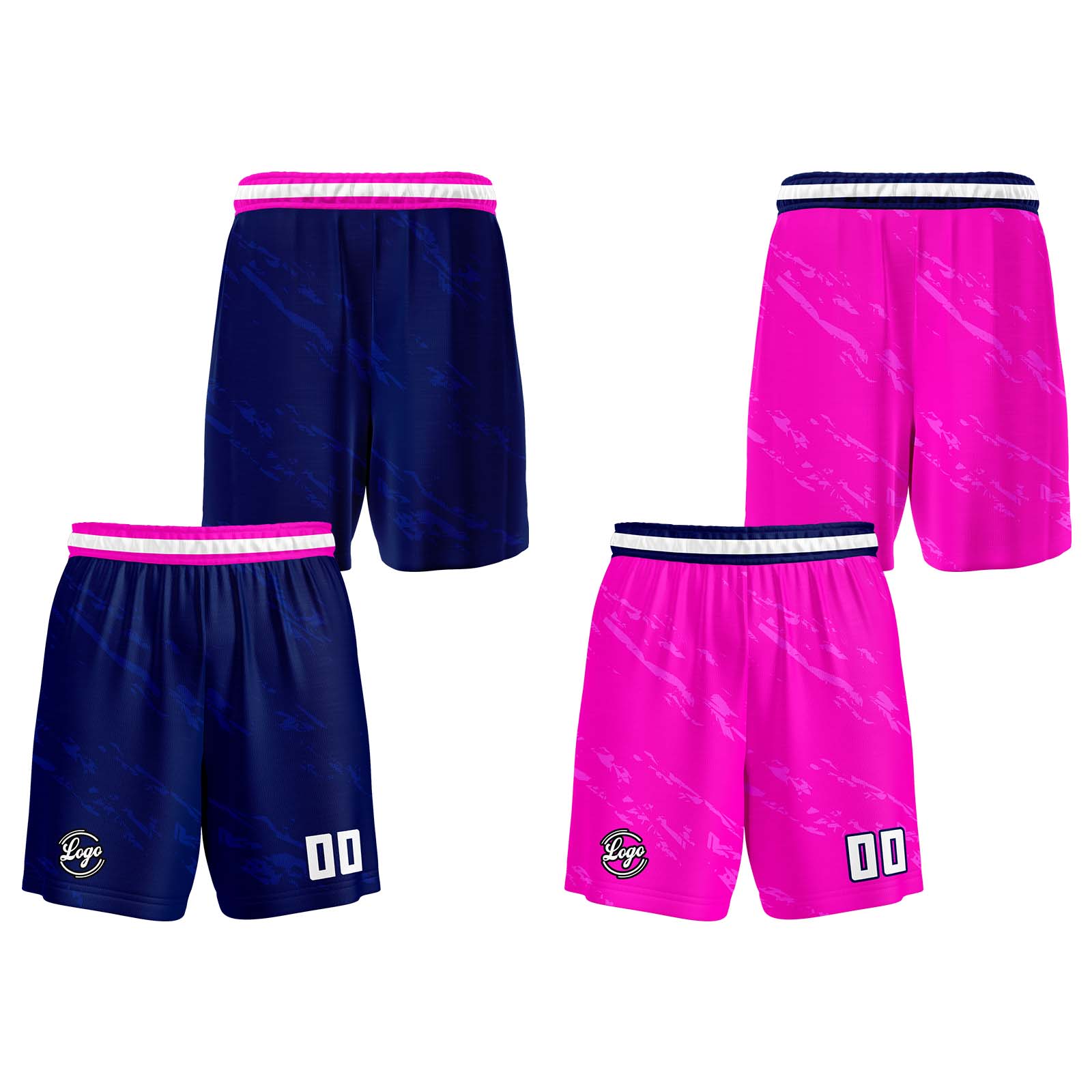 Custom Navy Pink Reversible Basketball Suit for Adults and Kids Personalized Jersey enthsush