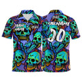 Custom Football Polo Shirts  Add Your Unique Logo/Name/Number Purple&Neon Green enthsush