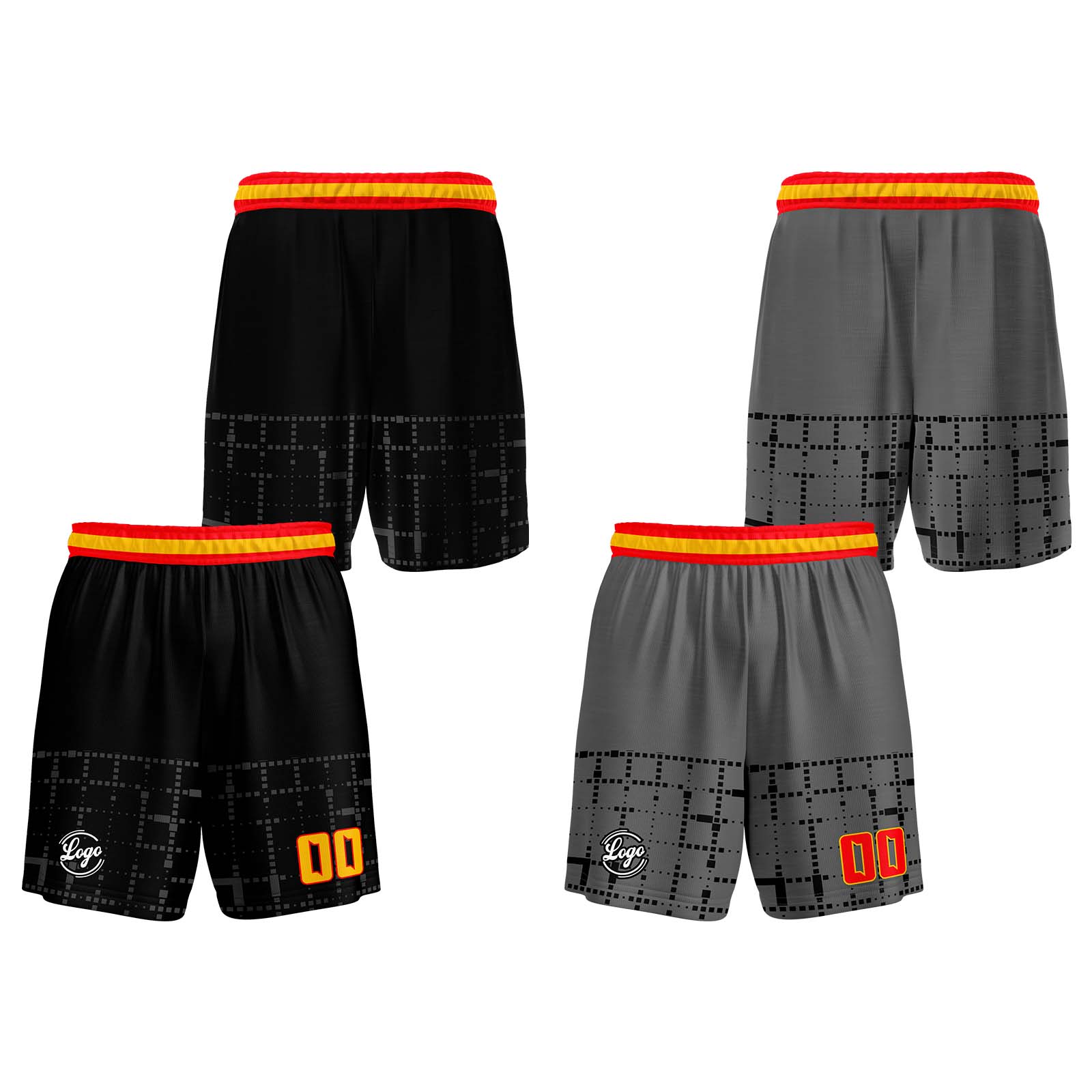 Custom Black Red Orange Reversible Basketball Suit for Adults and Kids Personalized Jersey enthsush