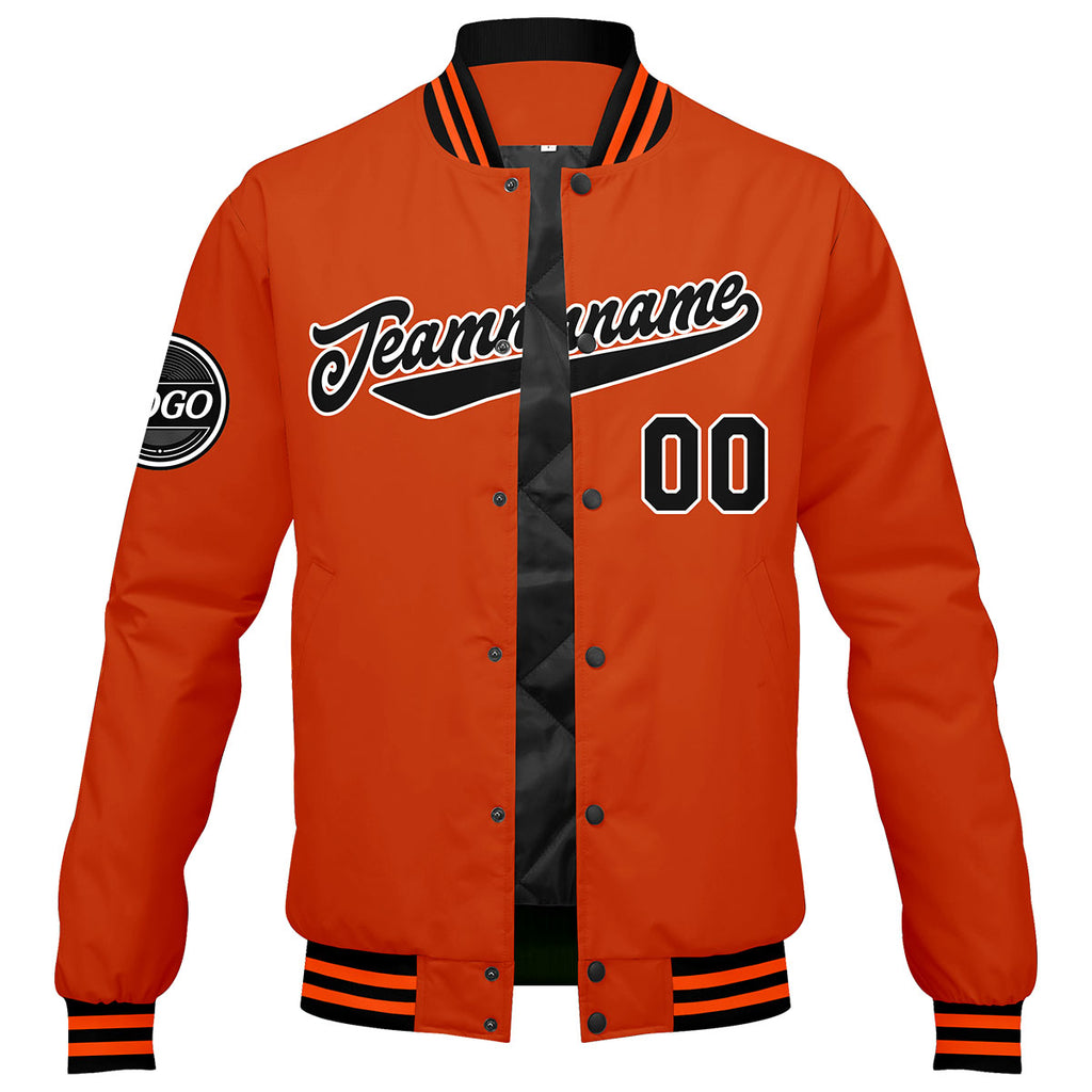 Custom Varsity Jacket Letterman jacket for Men, Women and Youth Black Orange enthsush