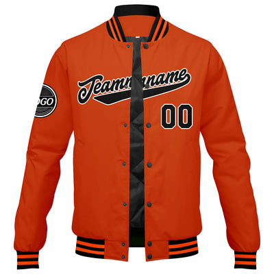 Custom Varsity Jacket Letterman jacket for Men, Women and Youth Black Orange enthsush