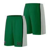 Custom basketball jersey shorts for men and women. Embroidered and printed name, number and logo Green&Grey