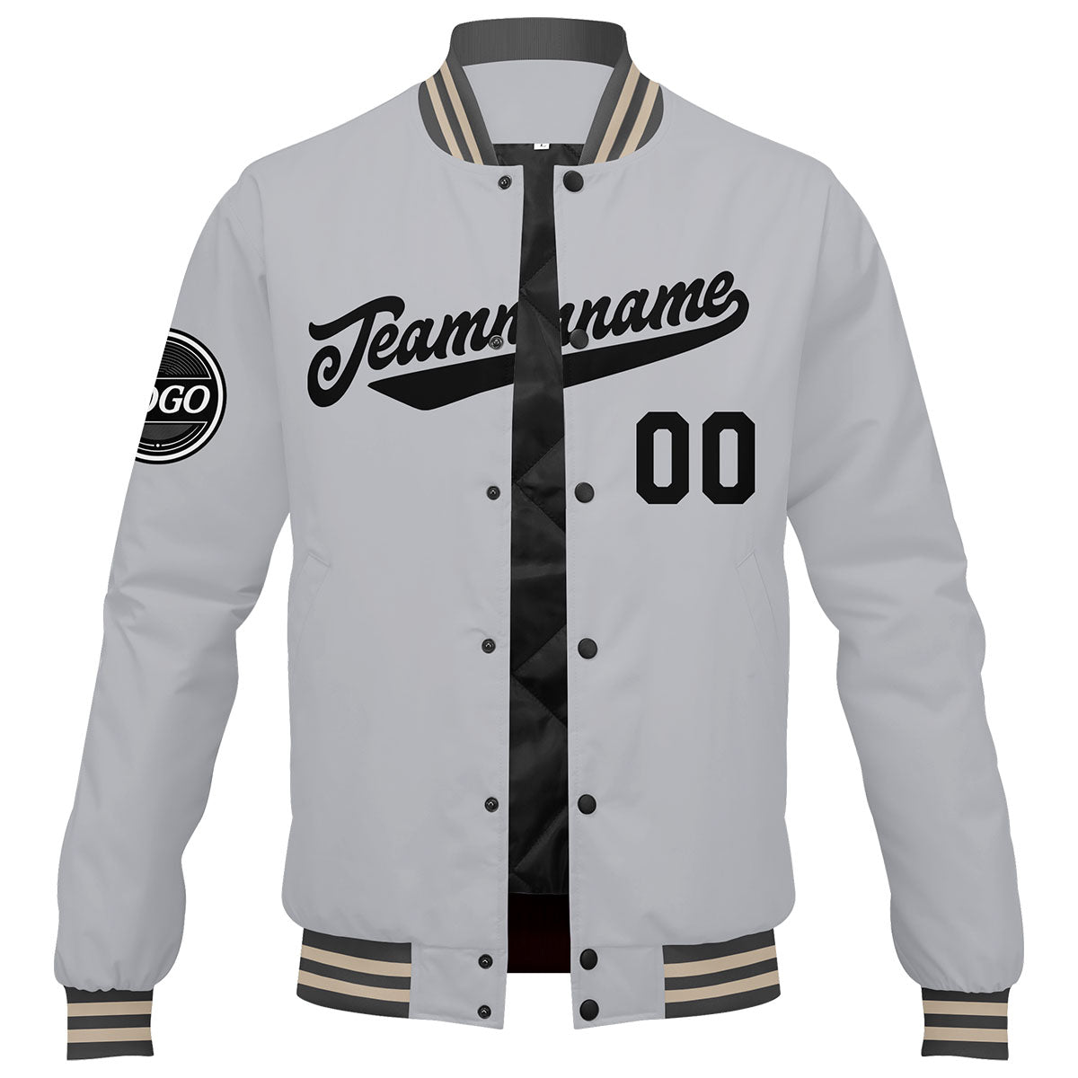 Custom Varsity Jacket Letterman jacket for Men, Women and Youth Grey Black enthsush