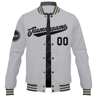 Custom Varsity Jacket Letterman jacket for Men, Women and Youth Grey Black enthsush