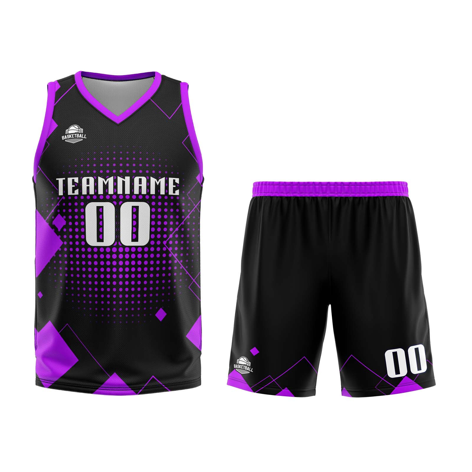 Custom Geometry Purple Basketball Jersey Uniform Suit Printed Your Logo Name Number enthsush