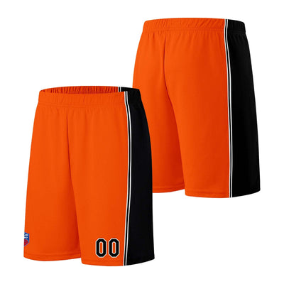 Custom basketball jersey shorts for men and women. Embroidered and printed name, number and logo Orange&Black enthsush