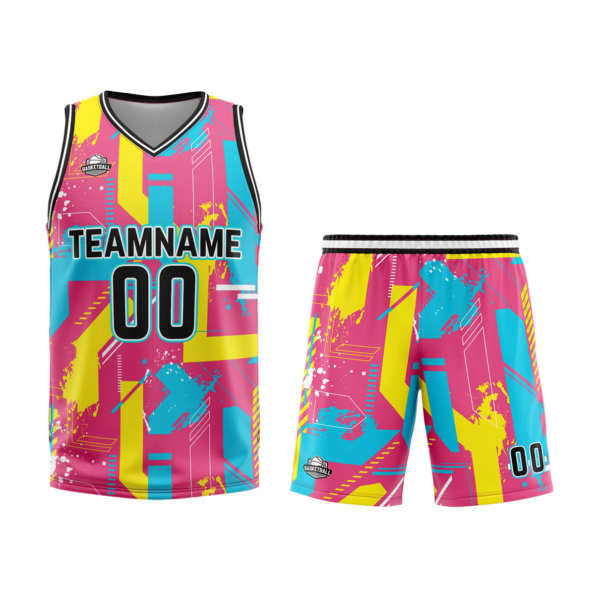 Custom Pink Yellow Basketball Jersey Uniform Suit Printed Your Logo Name Number enthsush