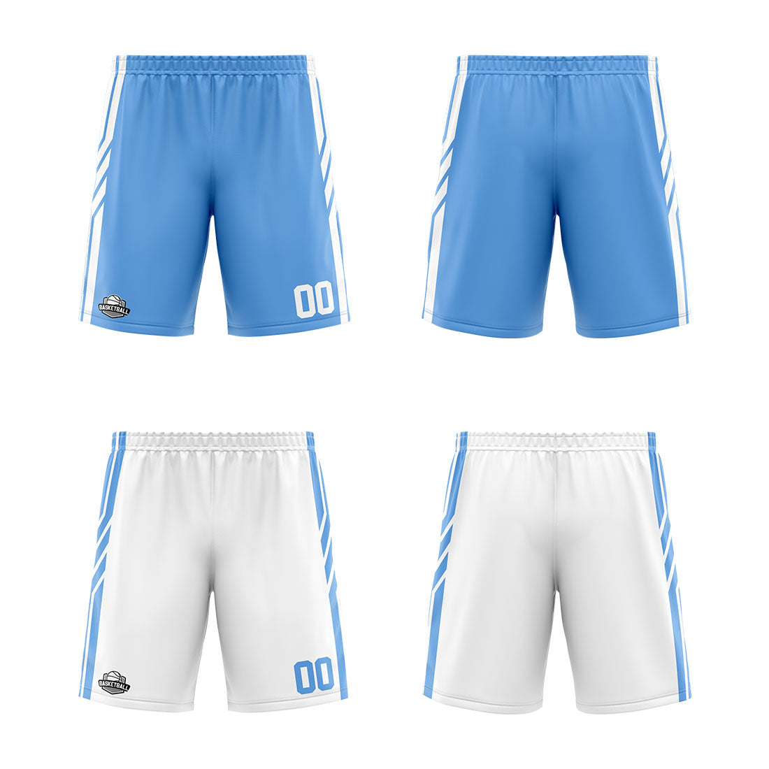 Custom Reversible Basketball Suit for Adults and Kids Personalized Jersey Light Blue-White enthsush