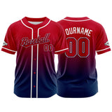 Custom Full Print Design Authentic Baseball Jersey navy-red