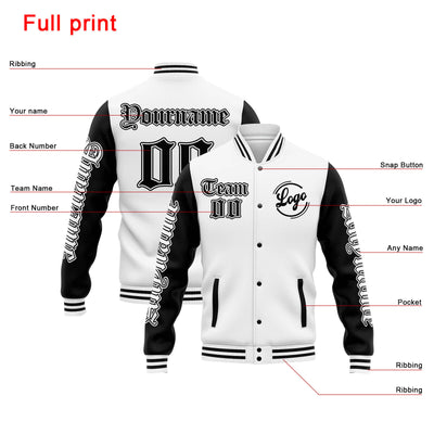 Custom Varsity Jacket Letterman jacket for Men, Women and Youth White Black enthsush