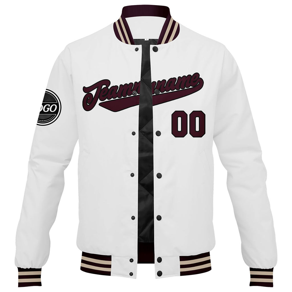 Custom Varsity Jacket Letterman jacket for Men, Women and Youth Marroon White enthsush