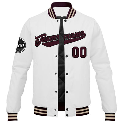 Custom Varsity Jacket Letterman jacket for Men, Women and Youth Marroon White enthsush