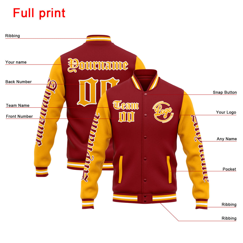 Custom Varsity Jacket Letterman jacket for Men, Women and Youth Red Orange enthsush
