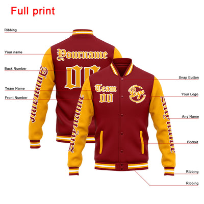 Custom Varsity Jacket Letterman jacket for Men, Women and Youth Red Orange enthsush