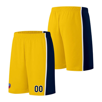 Custom basketball jersey shorts for men and women. Embroidered and printed name, number and logo Yellow enthsush