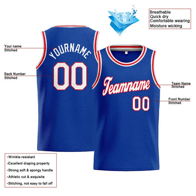 Custom Stitched Basketball Jersey for Men, Women And Kids Royal-White-Red enthsush