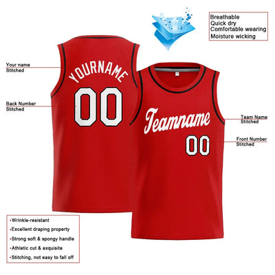 Custom Stitched Basketball Jersey for Men, Women And Kids Red-White-Black enthsush