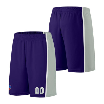 Custom basketball jersey shorts for men and women. Embroidered and printed name, number and logo Purple enthsush