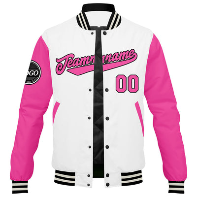 Custom Varsity Jacket Letterman jacket for Men, Women and Youth Pink enthsush