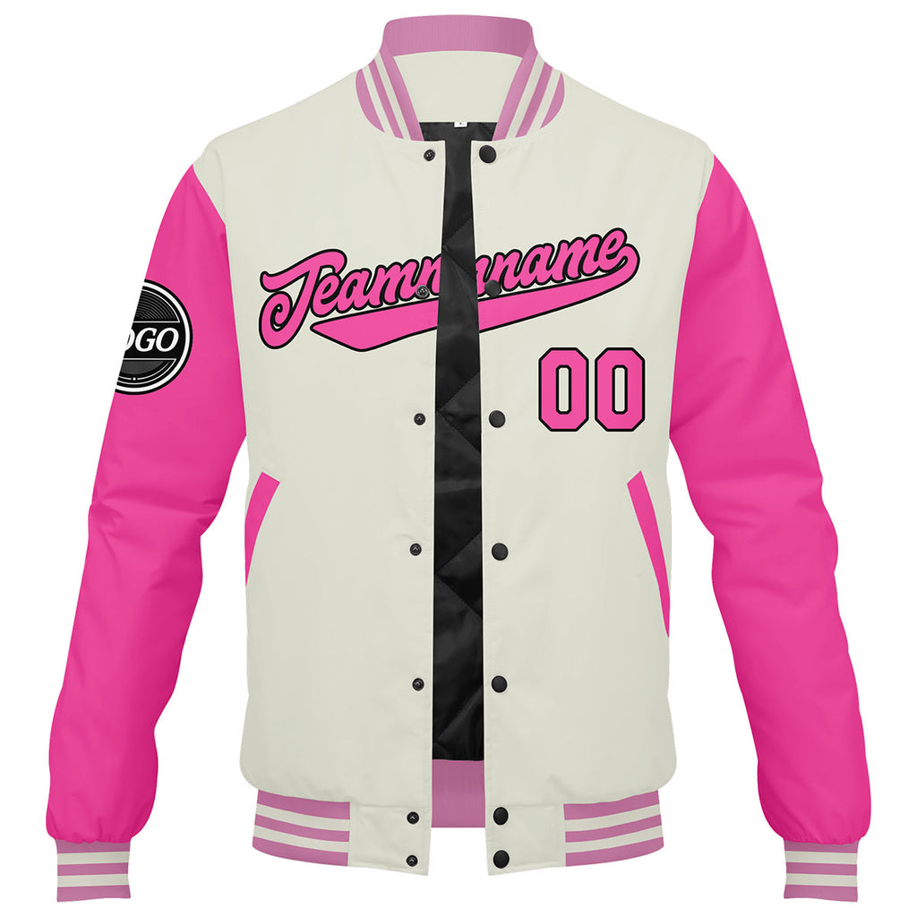 Custom Varsity Jacket Letterman jacket for Men, Women and Youth Pink enthsush