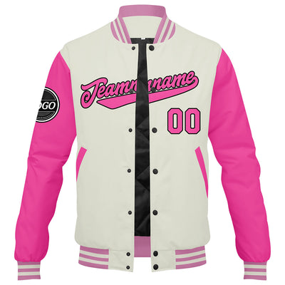 Custom Varsity Jacket Letterman jacket for Men, Women and Youth Pink enthsush