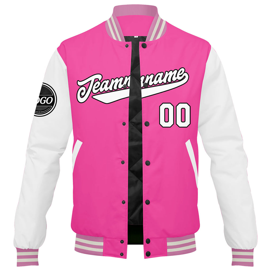 Custom Varsity Jacket Letterman jacket for Men, Women and Youth Pink enthsush