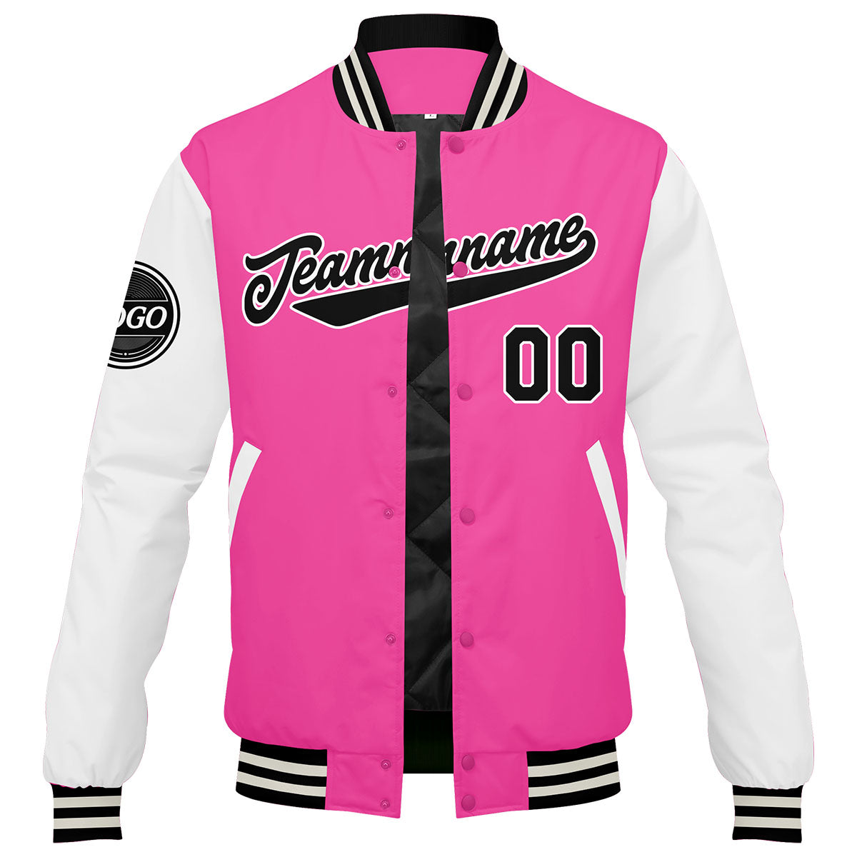 Custom Varsity Jacket Letterman jacket for Men, Women and Youth Pink enthsush