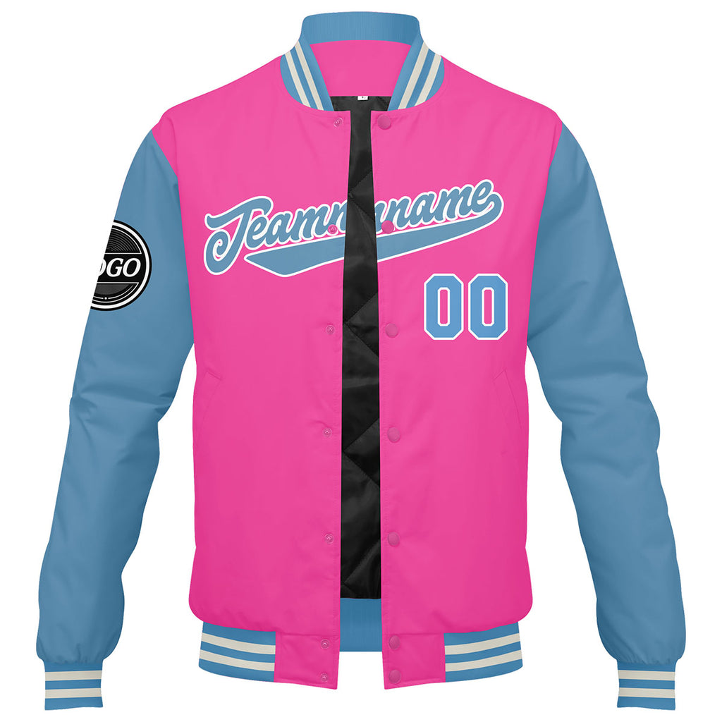 Custom Varsity Jacket Letterman jacket for Men, Women and Youth Pink enthsush