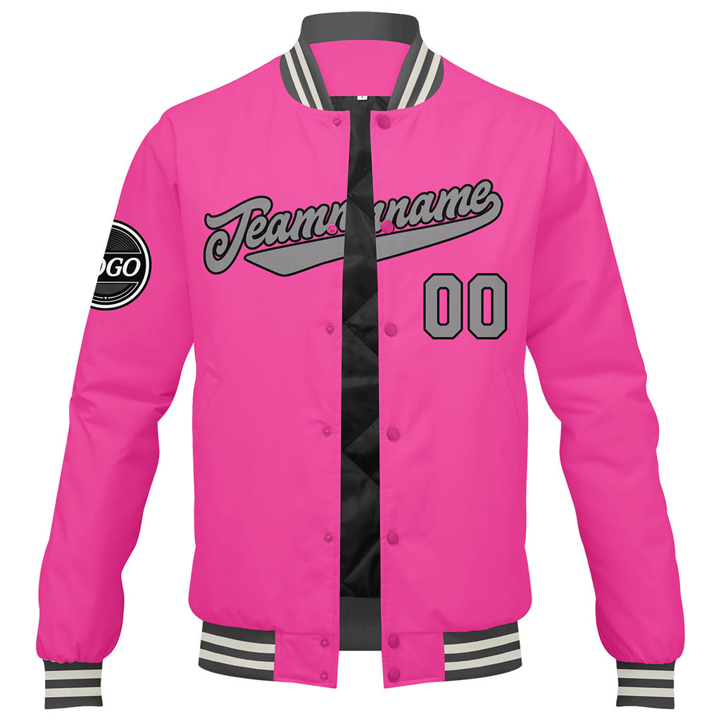 Custom Varsity Jacket Letterman jacket for Men, Women and Youth Pink enthsush