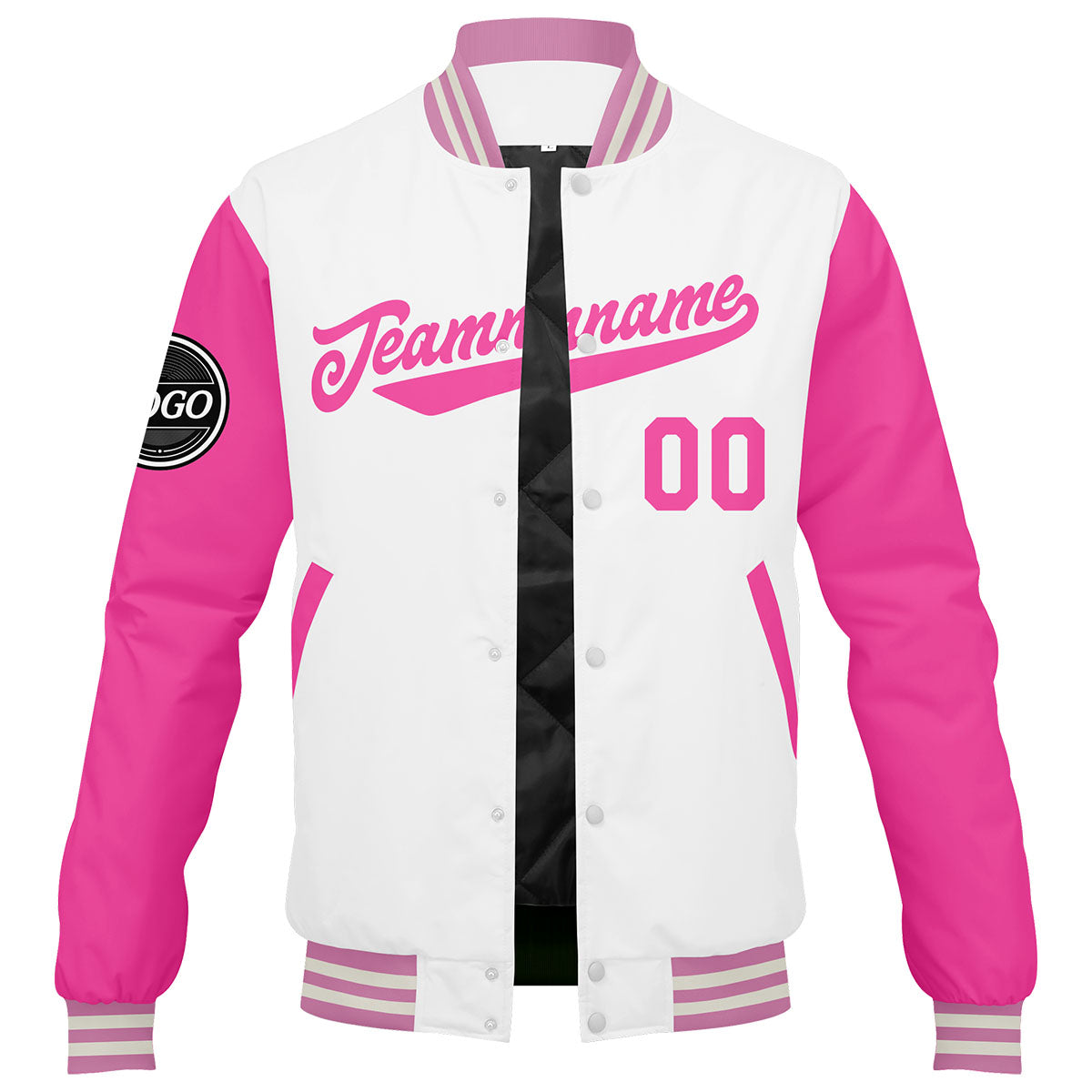 Custom Varsity Jacket Letterman jacket for Men, Women and Youth Pink enthsush
