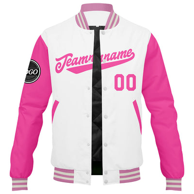 Custom Varsity Jacket Letterman jacket for Men, Women and Youth Pink enthsush