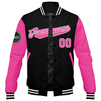 Custom Varsity Jacket Letterman jacket for Men, Women and Youth Pink enthsush